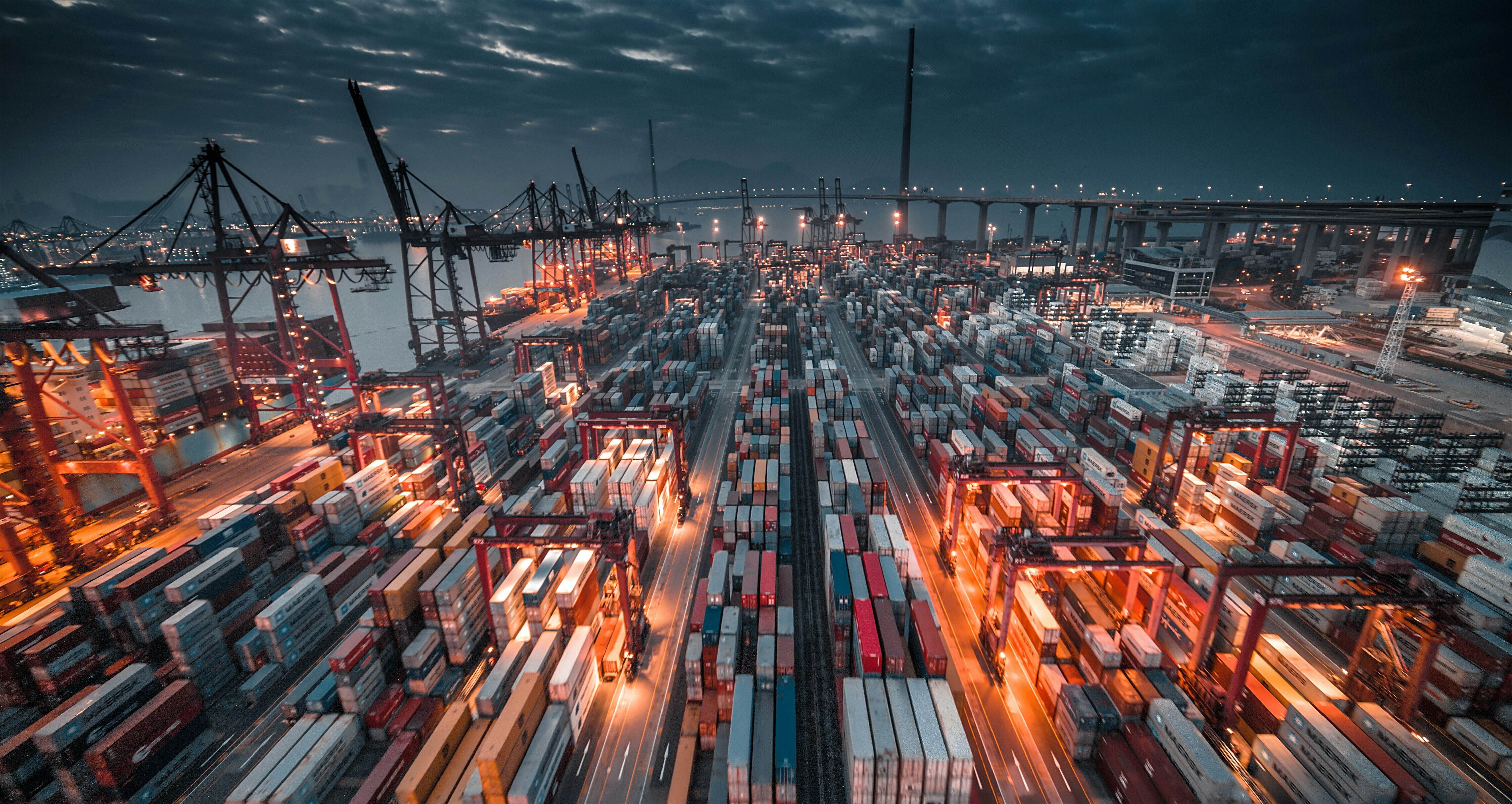 An aerial picture of a cargo at a port: TradeTech can boost global trade by making it more efficient.